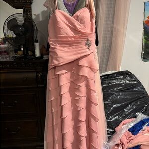 Chic Pink Layered Prom Dress